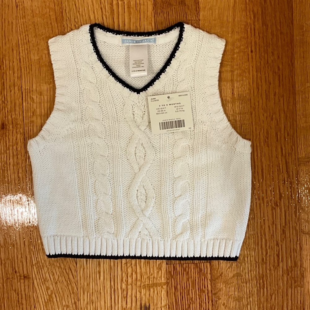 Janie and Jack White Cable Knit Sweater Vest